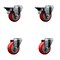Service Caster 3.5'' Red Poly Wheel Swivel Bolt Hole Caster Set with 2 Posi Lock Brakes, 4PK SCC-BH20S3514-PPUB-RED-PLB-2-S-2 - alternate 1